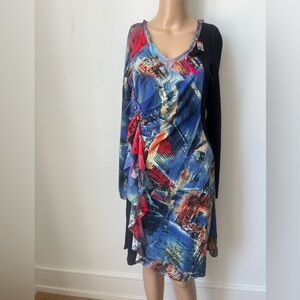 Colorful Abstract Women's Wool Knit Dress